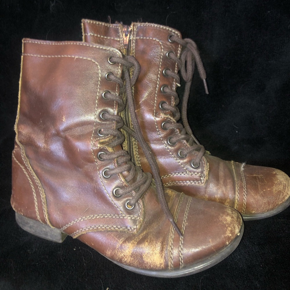Brown combat boots